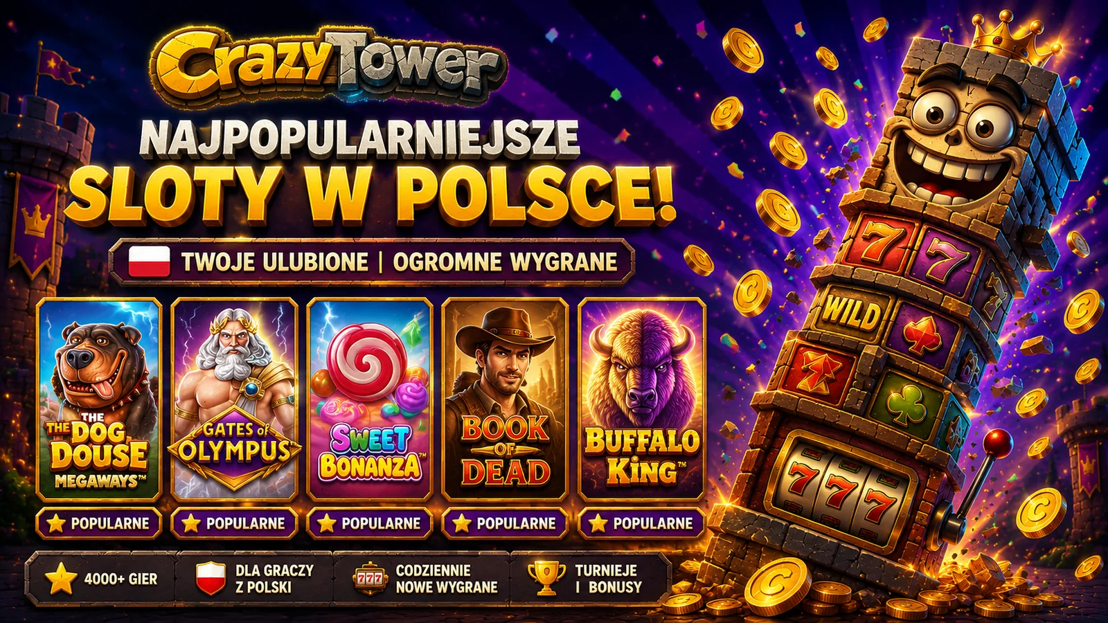 Najpopularniejsze sloty w CrazyTower Casino